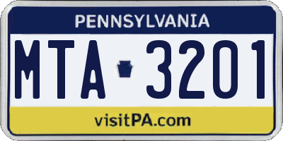PA license plate MTA3201