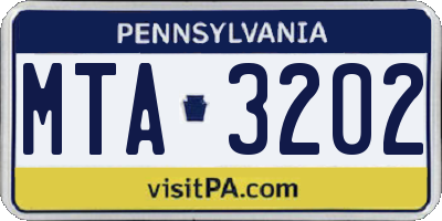PA license plate MTA3202