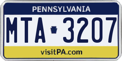 PA license plate MTA3207