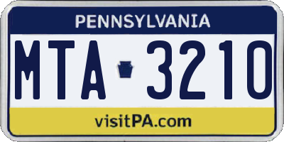 PA license plate MTA3210