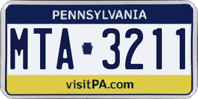 PA license plate MTA3211