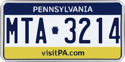 PA license plate MTA3214