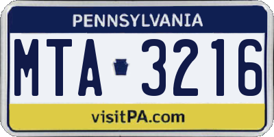 PA license plate MTA3216