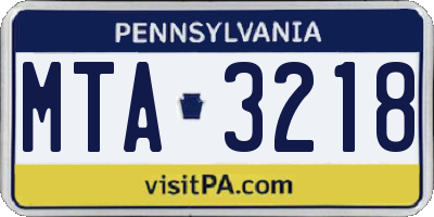 PA license plate MTA3218
