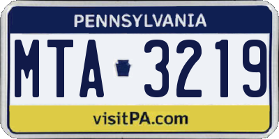 PA license plate MTA3219