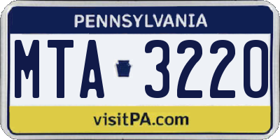 PA license plate MTA3220