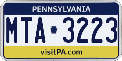 PA license plate MTA3223