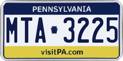PA license plate MTA3225