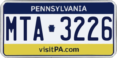 PA license plate MTA3226
