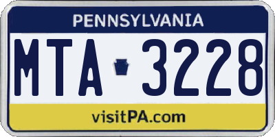 PA license plate MTA3228
