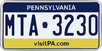 PA license plate MTA3230