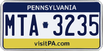 PA license plate MTA3235