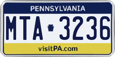 PA license plate MTA3236
