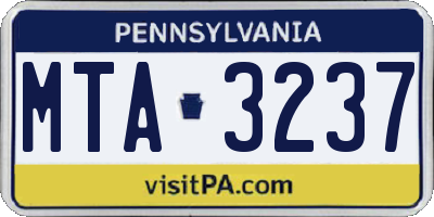 PA license plate MTA3237