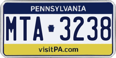 PA license plate MTA3238