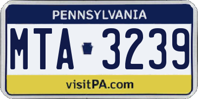 PA license plate MTA3239