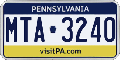 PA license plate MTA3240