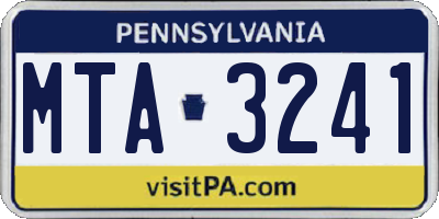 PA license plate MTA3241