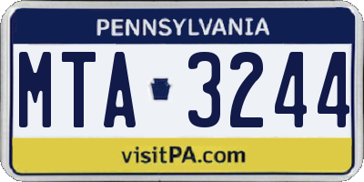 PA license plate MTA3244
