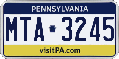PA license plate MTA3245