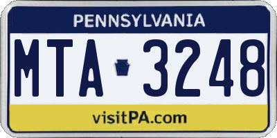 PA license plate MTA3248