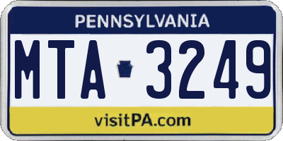 PA license plate MTA3249