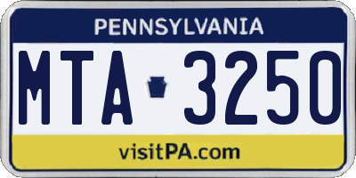PA license plate MTA3250