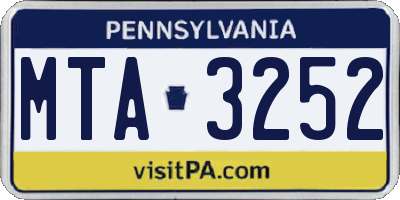 PA license plate MTA3252