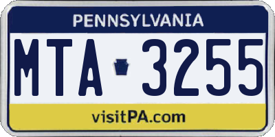 PA license plate MTA3255
