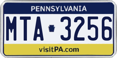 PA license plate MTA3256