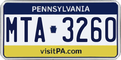 PA license plate MTA3260