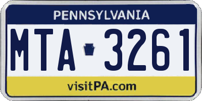 PA license plate MTA3261