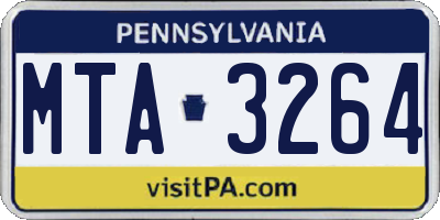 PA license plate MTA3264