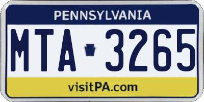 PA license plate MTA3265