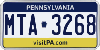 PA license plate MTA3268