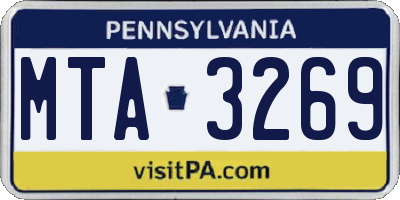 PA license plate MTA3269