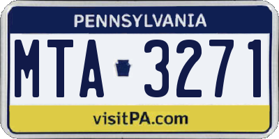 PA license plate MTA3271