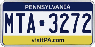 PA license plate MTA3272