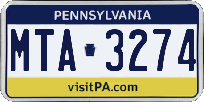 PA license plate MTA3274