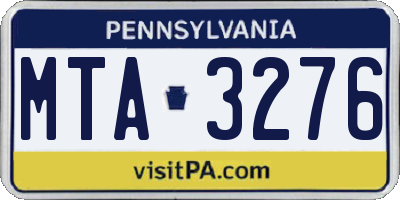 PA license plate MTA3276