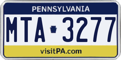PA license plate MTA3277