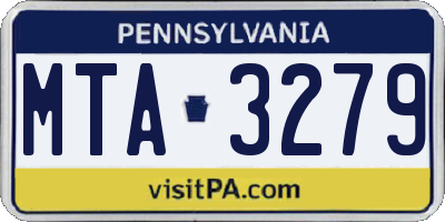 PA license plate MTA3279