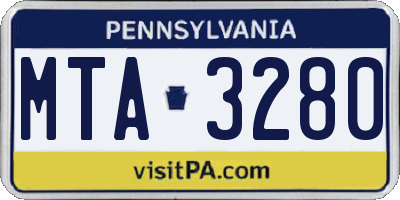 PA license plate MTA3280