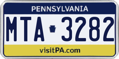 PA license plate MTA3282