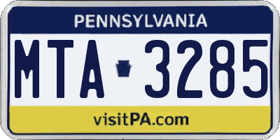 PA license plate MTA3285