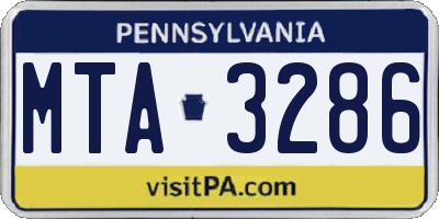 PA license plate MTA3286