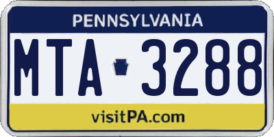 PA license plate MTA3288