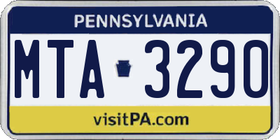 PA license plate MTA3290