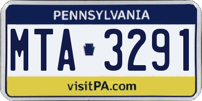PA license plate MTA3291