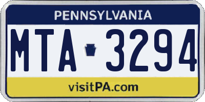 PA license plate MTA3294